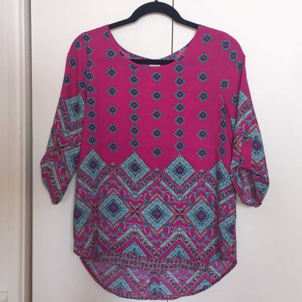 Pink Owl pattern blouse